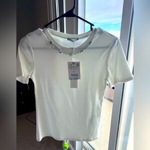 Zara white top with embellishments